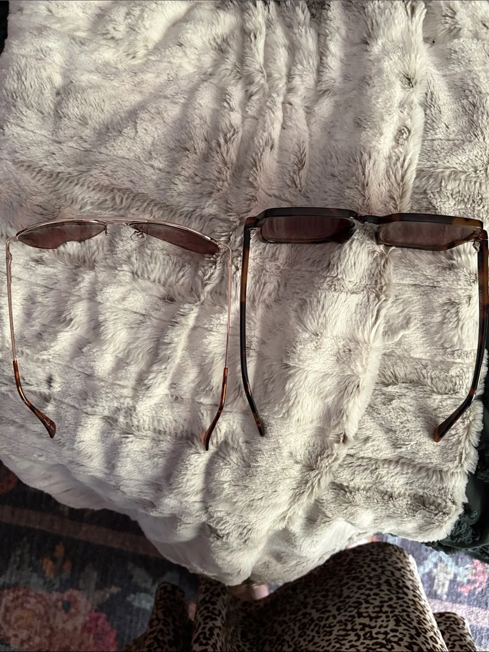 Express Brown Tortoise Square & Gold Aviator Sunglasses Set